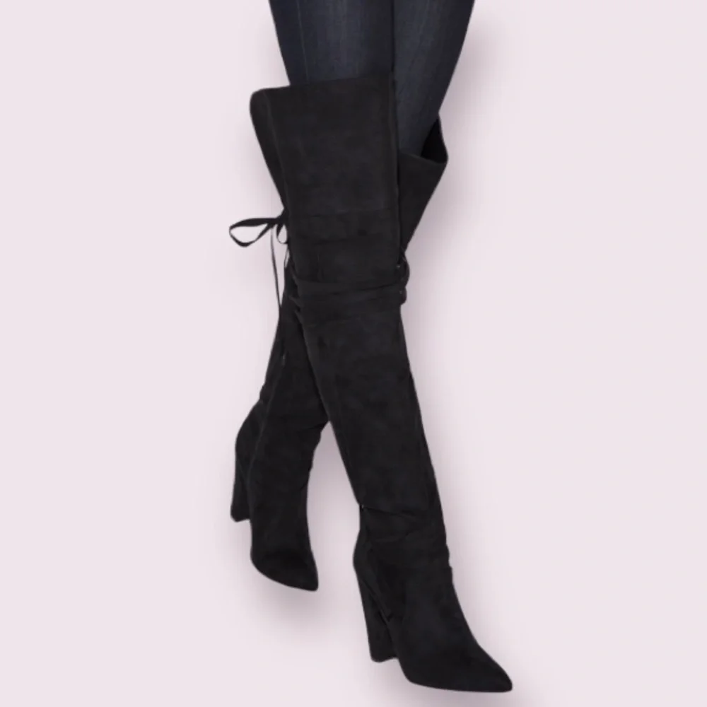 ShoeDazzle Reese Thigh-High Boot in Black
